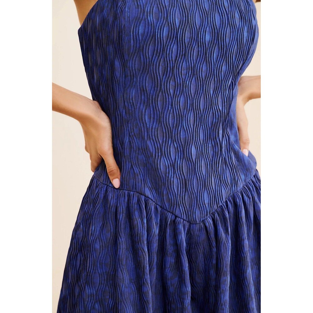 Anthropologie Textured Blue Romper XL NWT